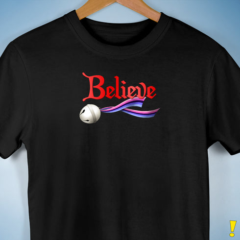 Believe Omnisexial Pride Flag Jingle Bell Premium Unisex T-Shirt - Black